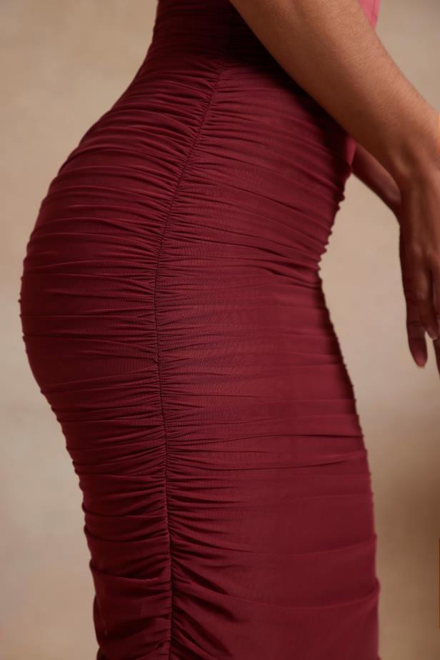 Oh Polly Cecily Off The Shoulder Ruched Corset Maxi Dress N80H280 Red