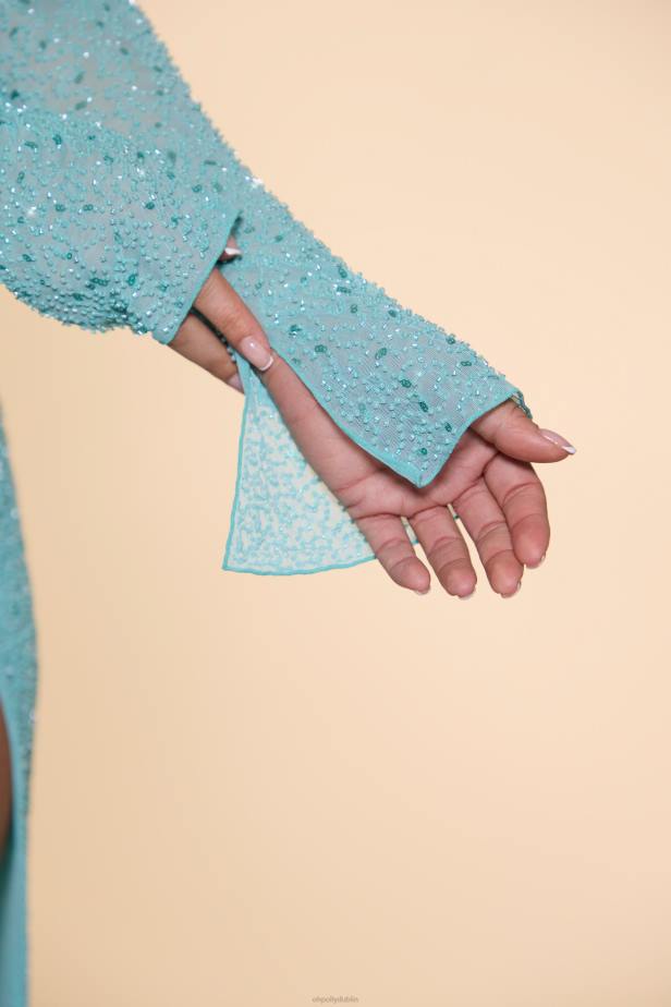 Oh Polly Champel Embellished Cowl Neck Maxi Dress N80H65 Aqua