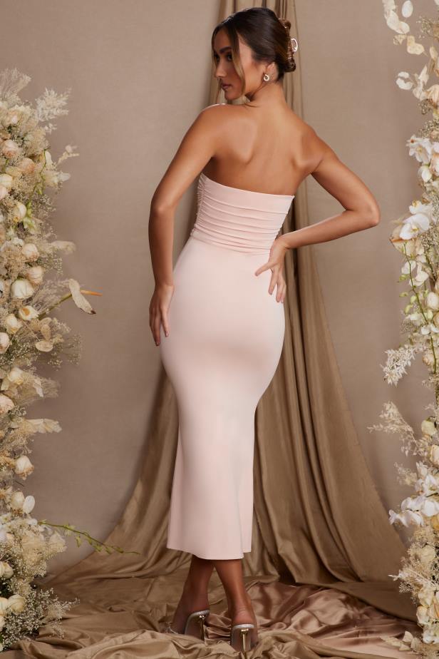 Oh Polly Dulcinea Strapless Thigh High Split Maxi Dress N80H92 Blush