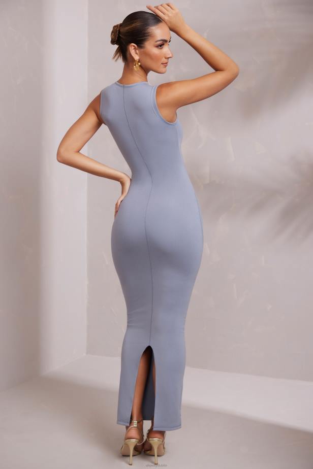 Oh Polly Eydis Contrast Stitch Sleeveless Maxi Dress N80H211 Blue