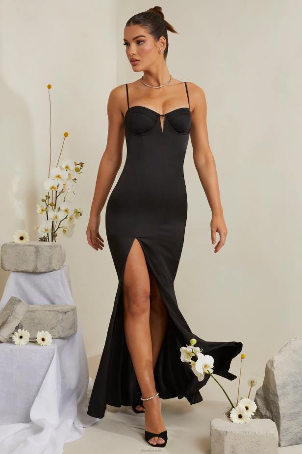 Oh Polly Flavia Cut Out Fishtail Maxi Dress N80H216 Black