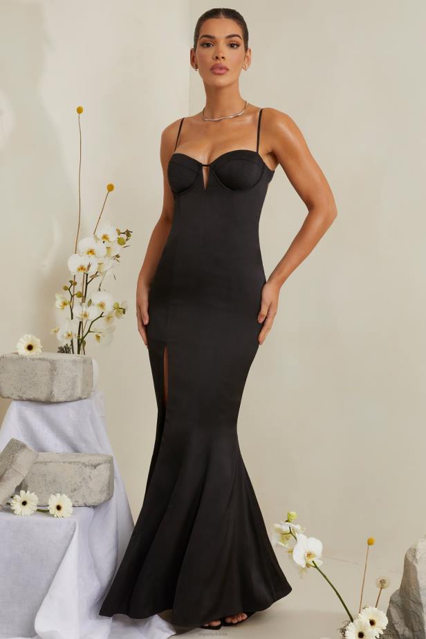 Oh Polly Flavia Cut Out Fishtail Maxi Dress N80H216 Black
