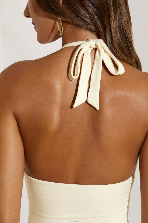 Oh Polly Mei High Split Halter Neck Maxi Dress N80H200 Ivory