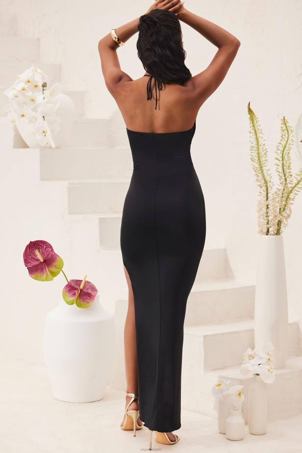 Oh Polly Oceane Cut Out Halter Neck Floor Length Maxi Dress N80H21 Black