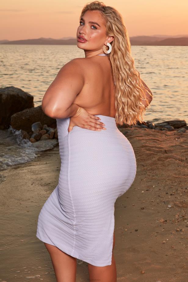 Oh Polly Azure Crochet Plunge Neck Midi Dress N80H485 Lilac