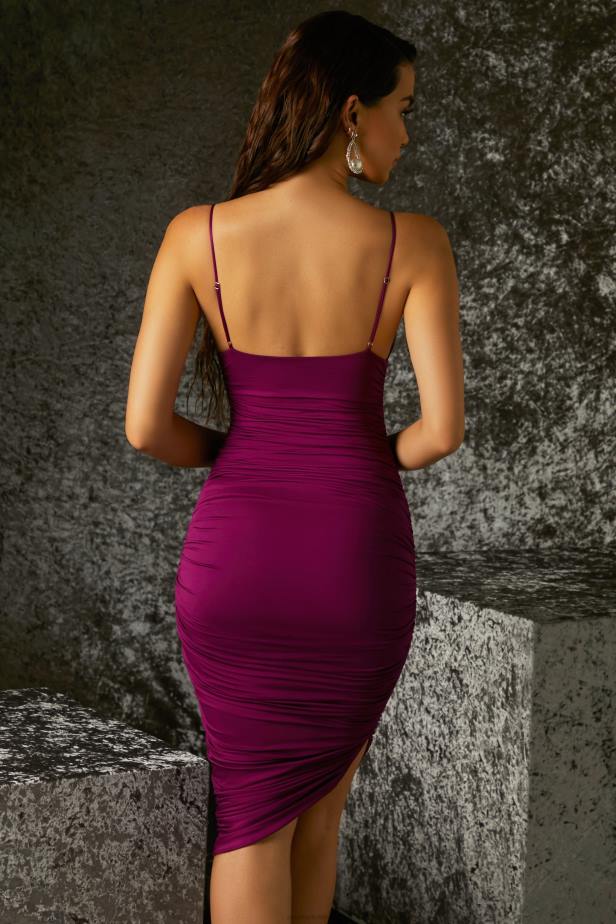 Oh Polly Forever and Always Asymmetric Midi Dress N80H414 Purple
