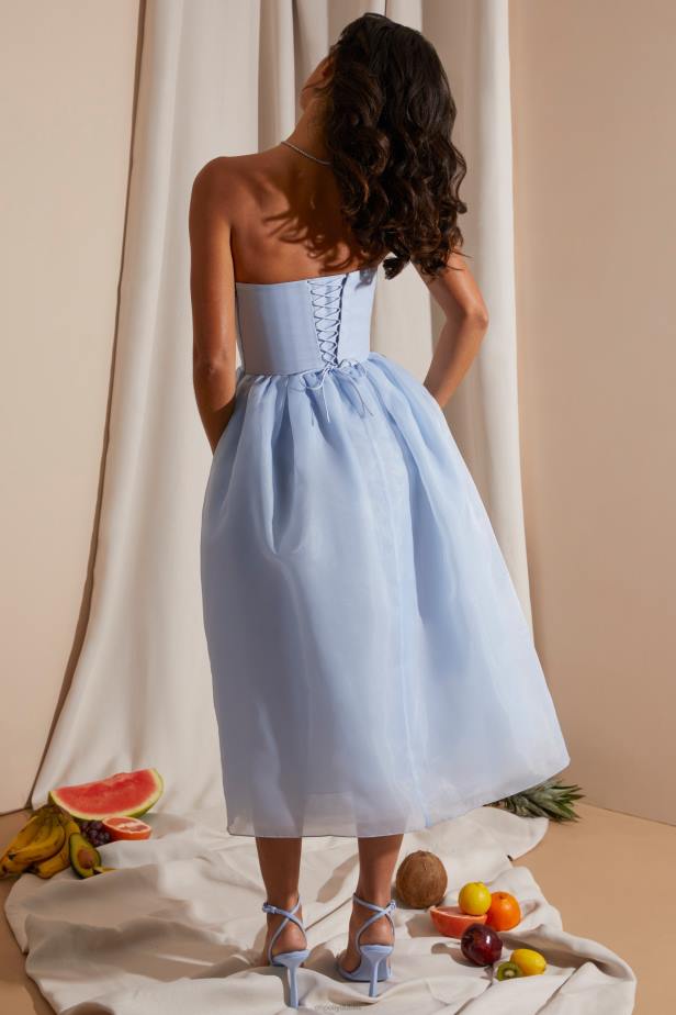 Oh Polly Marise Strapless Corset Tulle Midi Dress N80H238 Blue