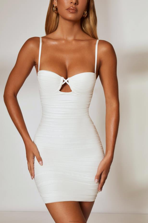 Oh Polly Admired Underbust Cut Out Ruched Mini Dress N80H299 Ivory