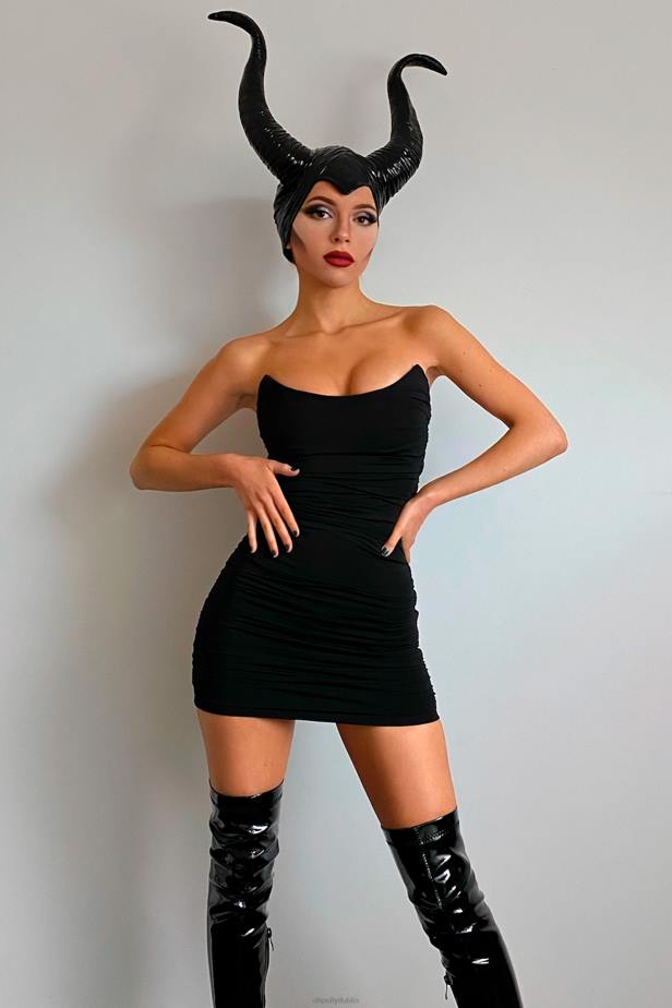 Oh Polly Back For More Ruched Bandeau Mini Dress N80H419 Black