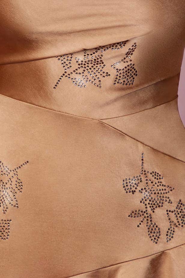 Oh Polly Capucine Cowl Neck Handkerchief Hem Mini Dress N80H90 Beige