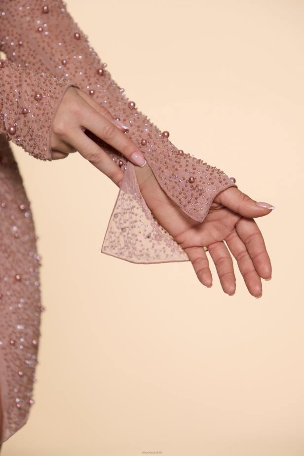 Oh Polly Chelsea Embellished Wrap Over A-Line Mini Dress N80H62 Beige