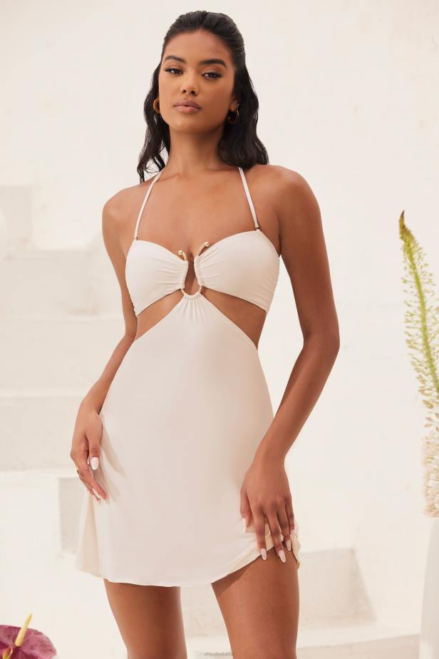 Oh Polly Coral Bandeau Cut Out A-Line Mini Dress N80H17 Ivory