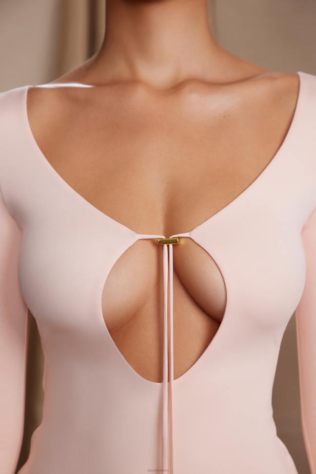 Oh Polly Cosette Long Sleeve Cut Out A-Line Mini Dress N80H97 Blush