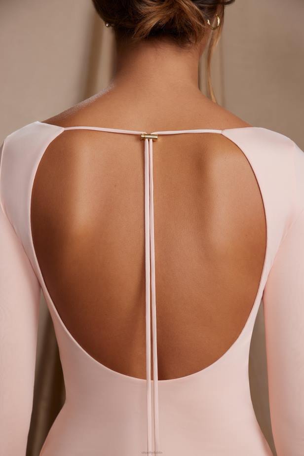 Oh Polly Cosette Long Sleeve Cut Out A-Line Mini Dress N80H97 Blush