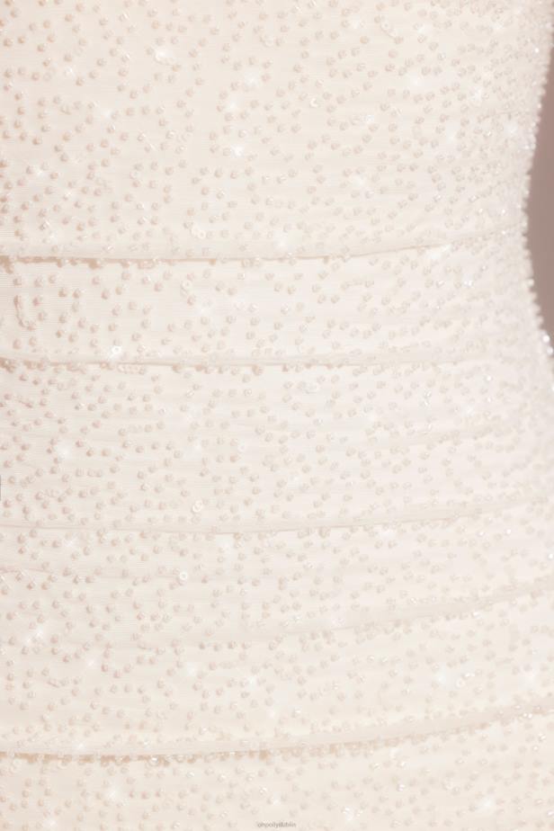 Oh Polly Ferrara Long Sleeve Embellished Cowl Neck Mini Dress N80H13 White