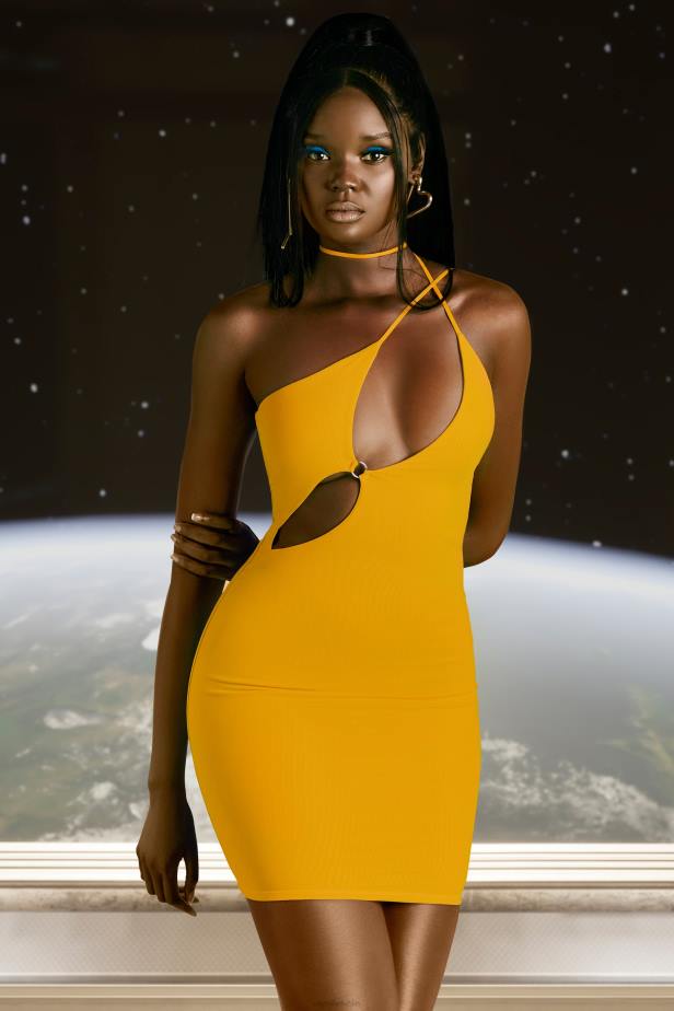 Oh Polly Flex On You Asymmetric Cut Out Mini Dress N80H408 Yellow