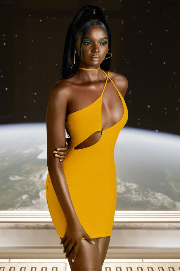 Oh Polly Flex On You Asymmetric Cut Out Mini Dress N80H408 Yellow