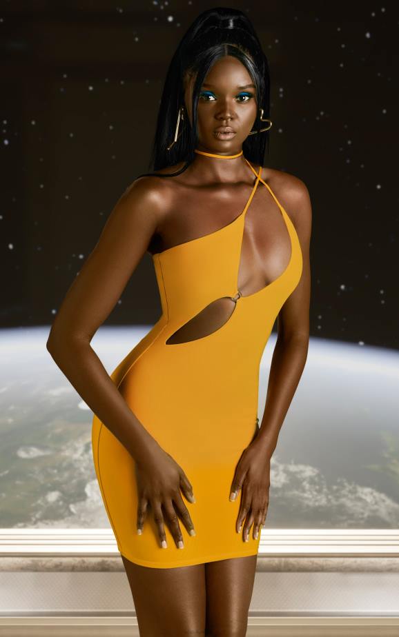 Oh Polly Flex On You Asymmetric Cut Out Mini Dress N80H408 Yellow