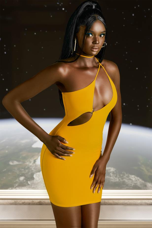 Oh Polly Flex On You Asymmetric Cut Out Mini Dress N80H408 Yellow