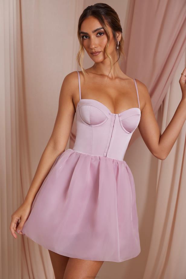 Oh Polly Floriane Tulle Skirt Corset Mini Dress N80H263 Dusty Pink