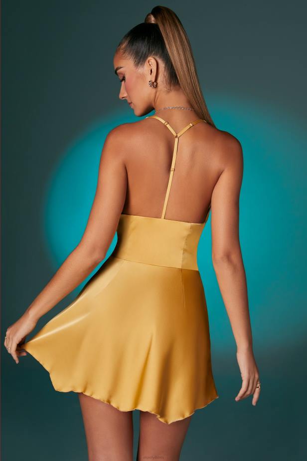 Oh Polly Inez Halter Cowl Neck Mini Dress N80H109 Gold