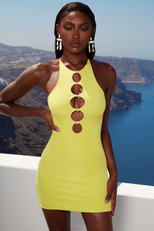 Oh Polly Island Hopping Cut Out Bodycon Mini Dress N80H490 Lime