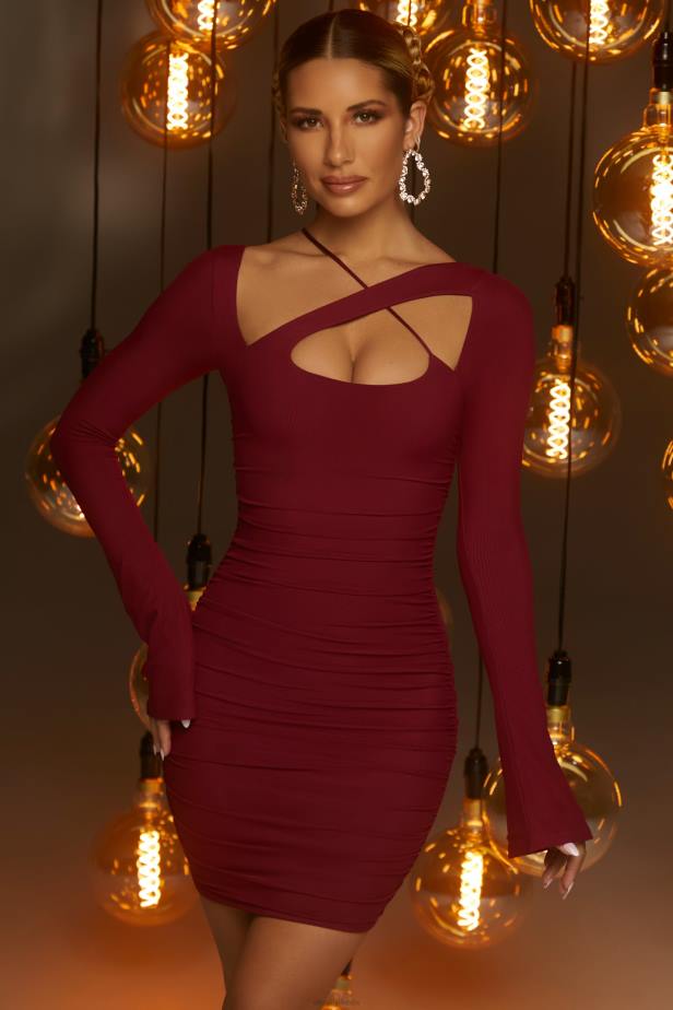 Oh Polly Midnight Allure Long Sleeve Mini Dress N80H561 Red