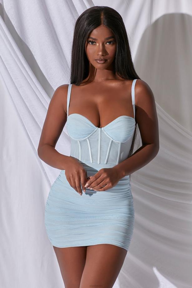 Oh Polly Overload Mesh Bodycon Corset Mini Dress N80H517 Blue