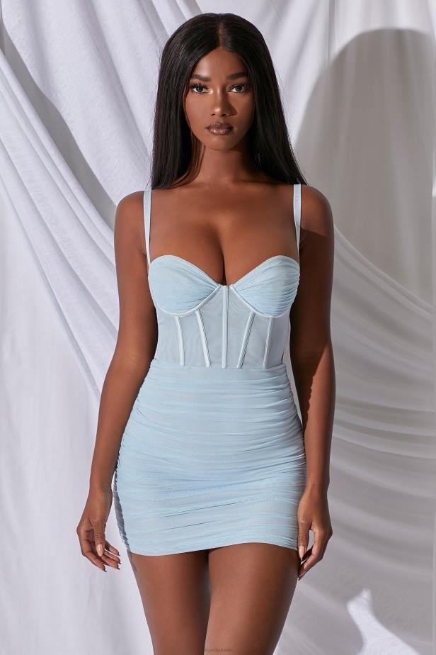 Oh Polly Overload Mesh Bodycon Corset Mini Dress N80H517 Blue