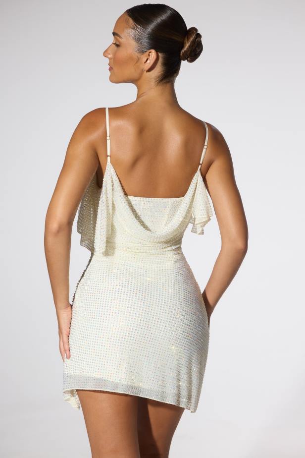 Oh Polly Perla Embellished Corset Kaftan Mini Dress N80H29 Ivory