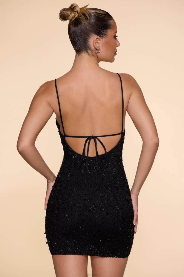 Oh Polly Seychelles Embellished Cowl Neck Mini Dress N80H58 Black