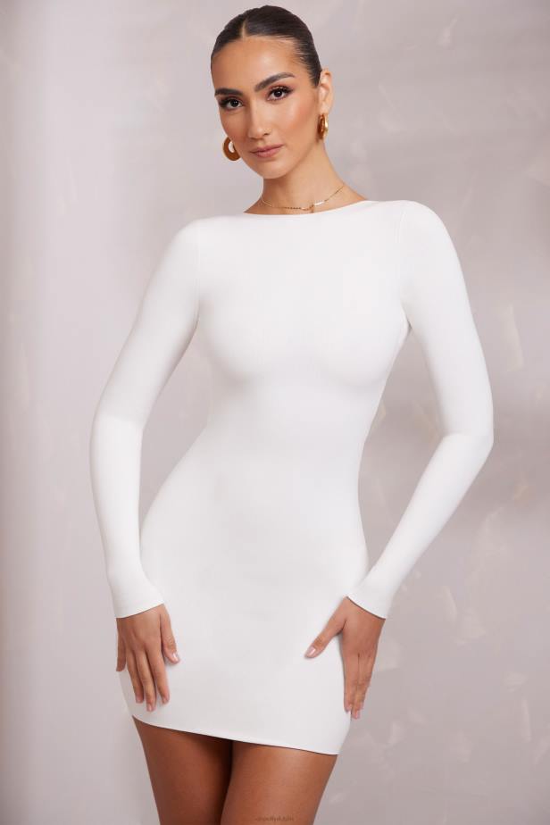 Oh Polly Sirena Long Sleeve Backless Mini Dress N80H212 White
