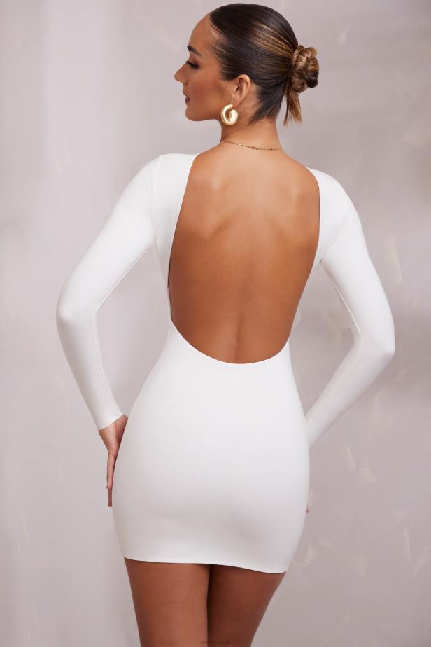 Oh Polly Sirena Long Sleeve Backless Mini Dress N80H212 White