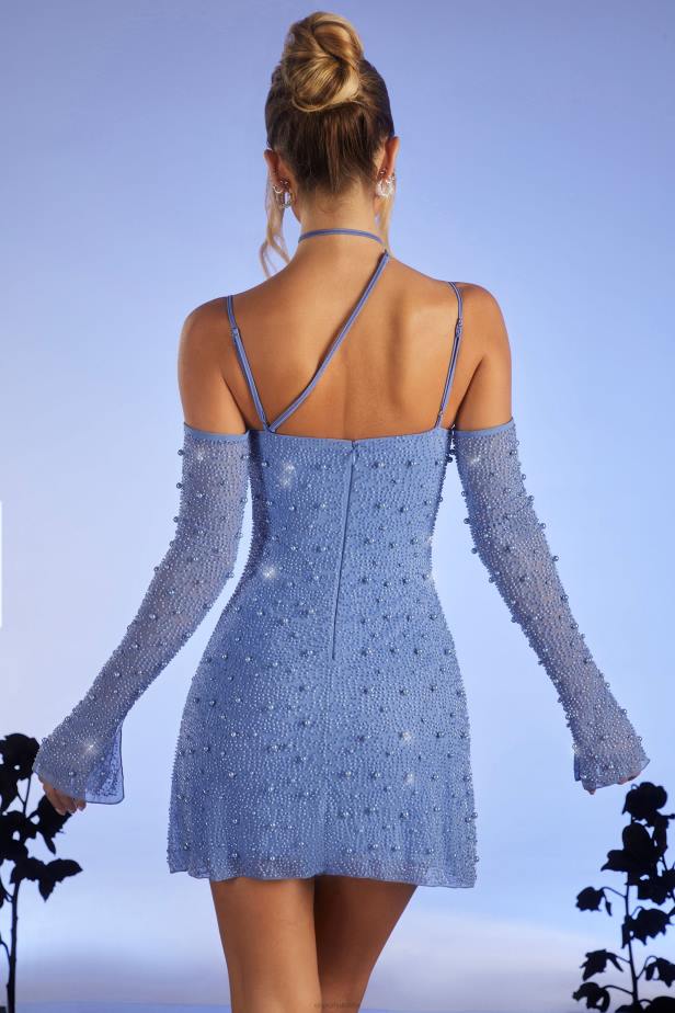 Oh Polly Soho Embellished Asymmetric Corset Mini Dress N80H164 Light Blue