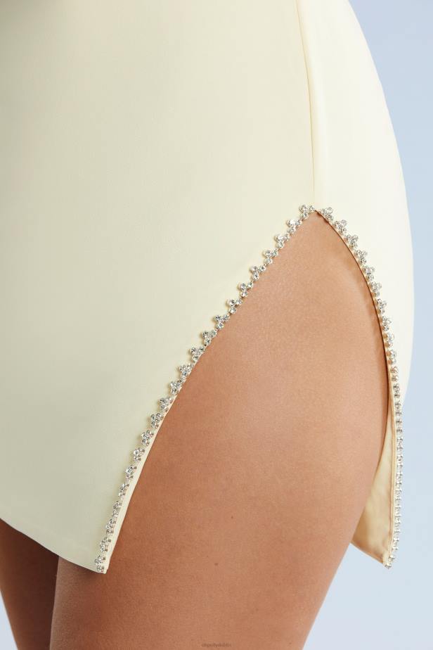 Oh Polly Tate Cowl Neck Thigh Split Mini Dress N80H319 Ivory