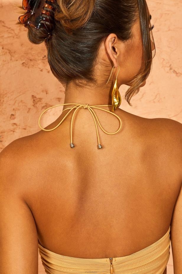 Oh Polly Zofie Cut Out Halter Mini Dress N80H185 Beige