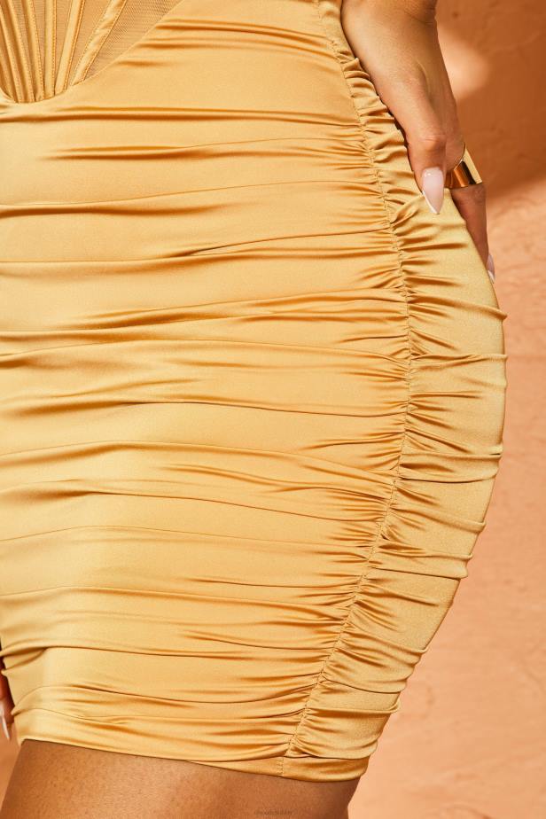 Oh Polly Lorella Ruched Corset Dress N80H355 Beige