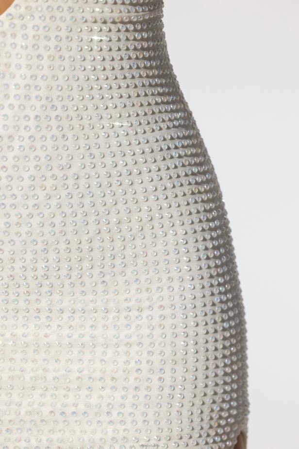 Oh Polly Palmira Embellished Plunge Neck Low Back Evening Gown N80H28 Ivory