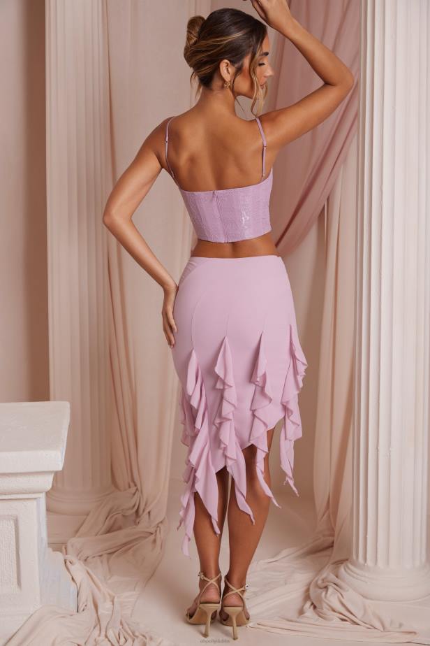 Oh Polly Thea Waterfall Frill Midaxi Skirt N80H767 Dusty Pink