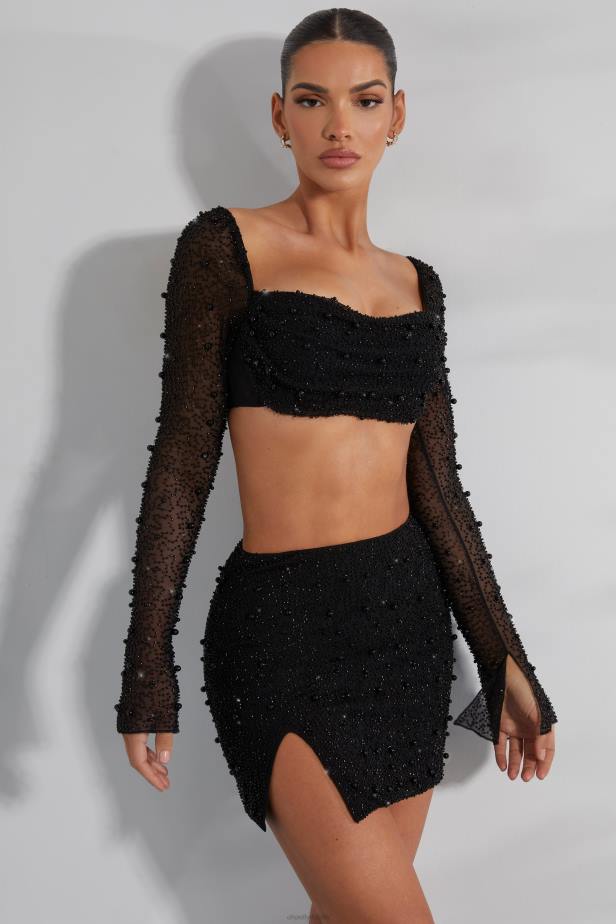 Oh Polly Belle 'le High Waist Thigh Split Mini Skirt N80H750 Black