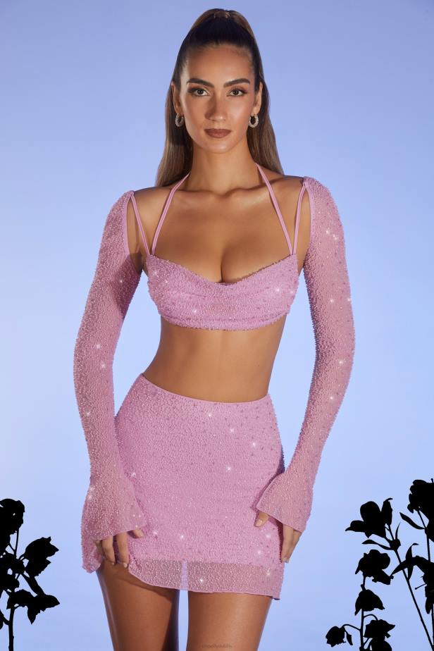 Oh Polly Bern Embellished A-Line Mini Skirt N80H859 Pink