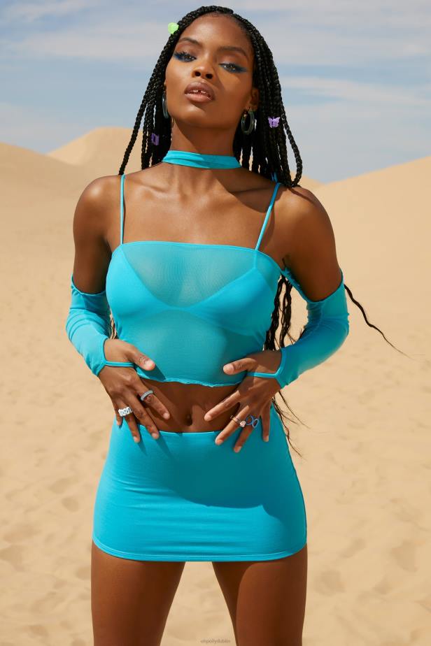 Oh Polly El Paseo Low Rise Micro Mini Skirt N80H863 Aqua