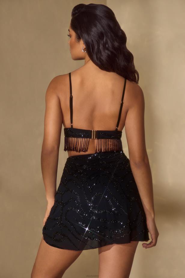Oh Polly Luz Embellished A-Line Mini Skirt N80H772 Black
