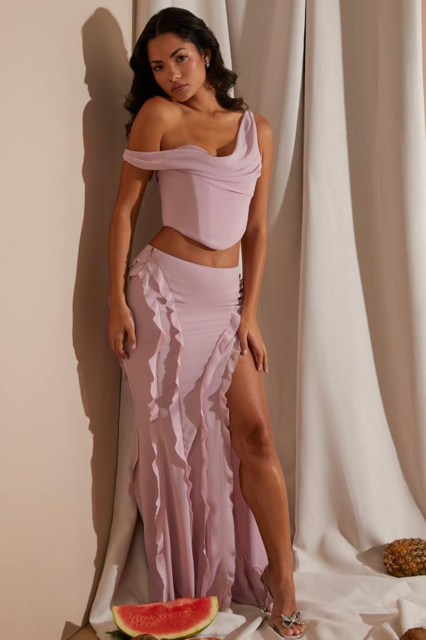 Oh Polly Alessia Draped Corset Crop Top N80H582 Blush