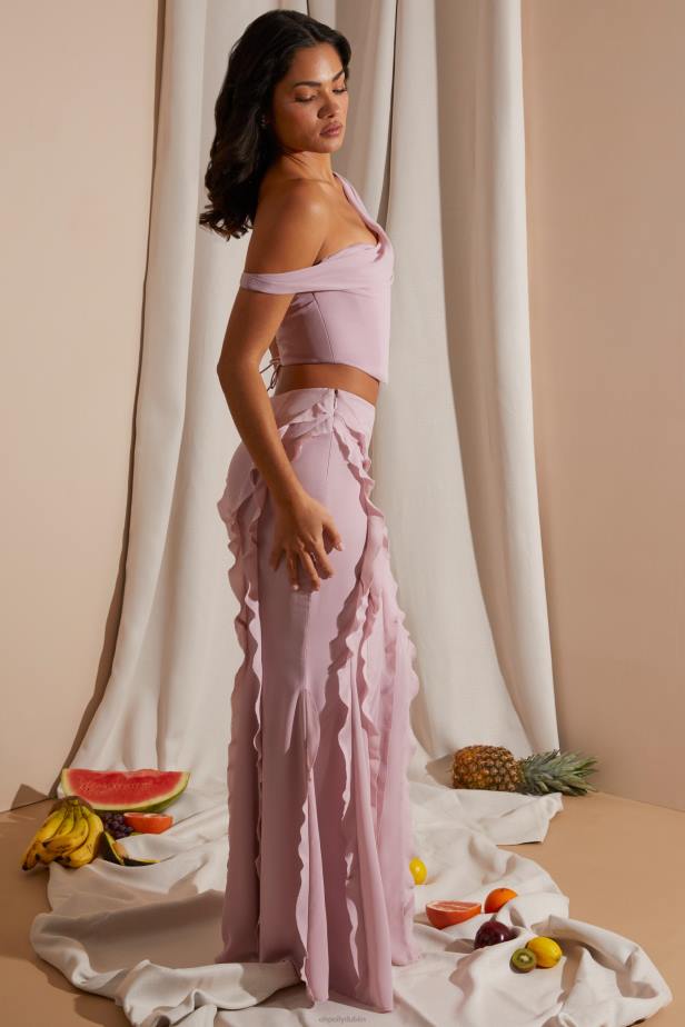 Oh Polly Alessia Draped Corset Crop Top N80H582 Blush