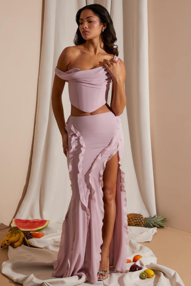 Oh Polly Alessia Draped Corset Crop Top N80H582 Blush