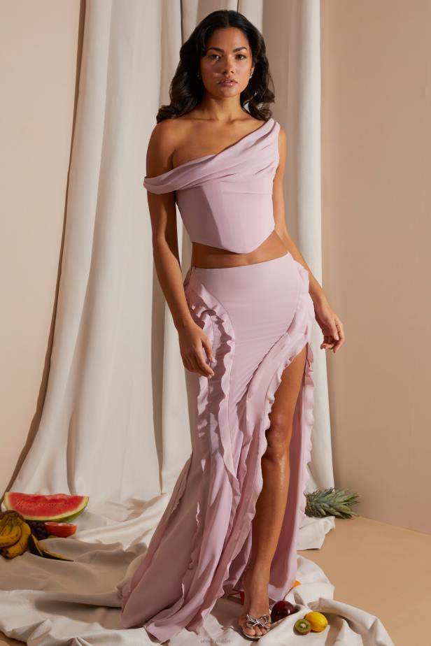Oh Polly Alessia Draped Corset Crop Top N80H582 Blush