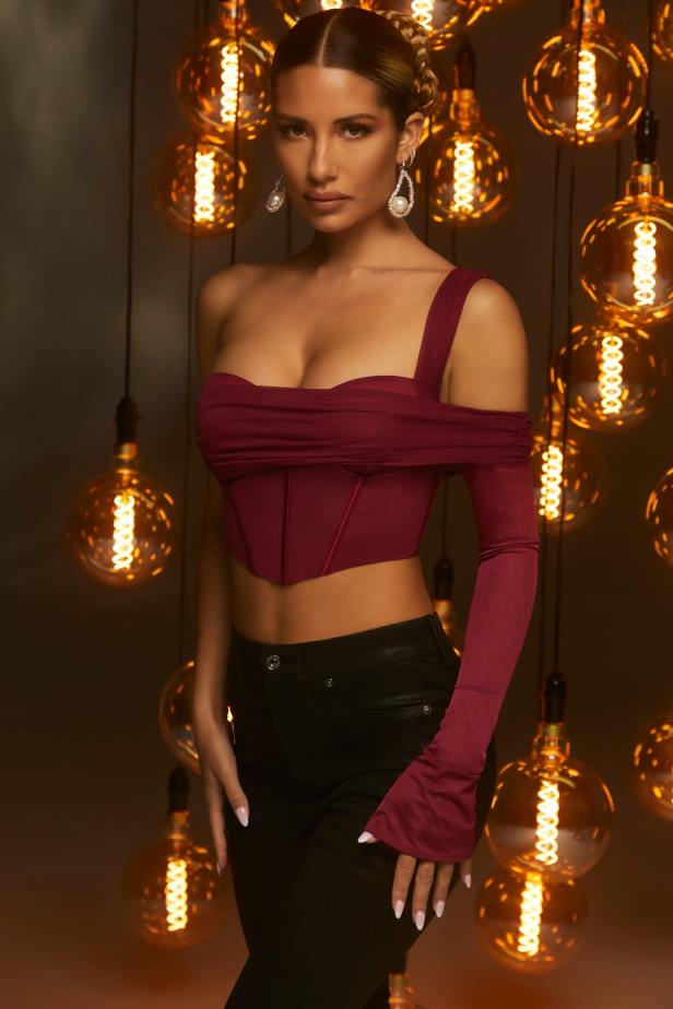 Oh Polly Auroa Corset Crop Top N80H673 Red