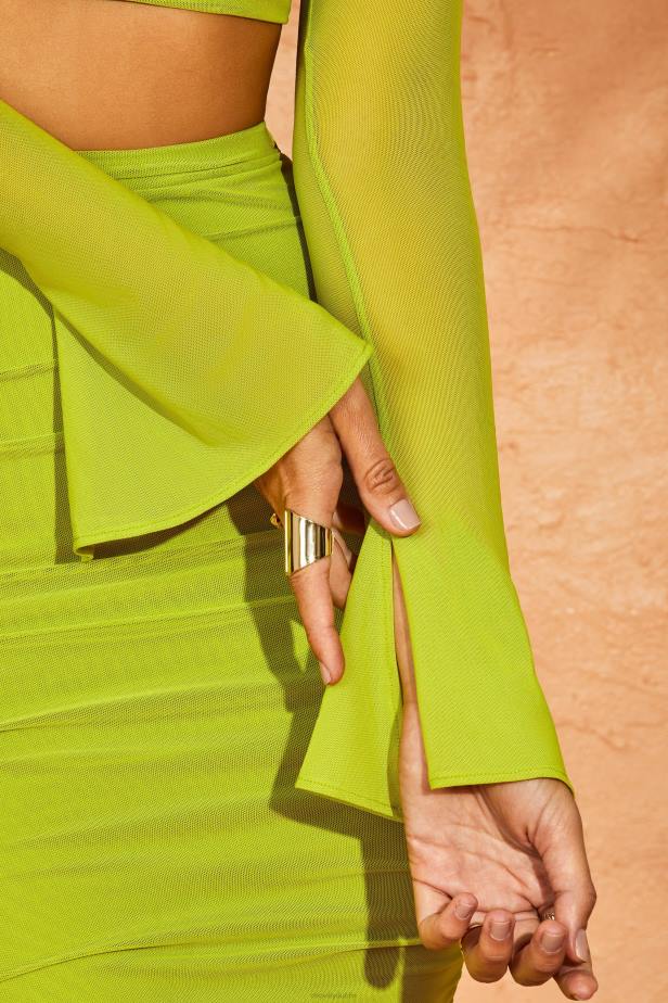 Oh Polly Belina Asymmetric Cowl Neck Cut Out Crop Top N80H669 Green