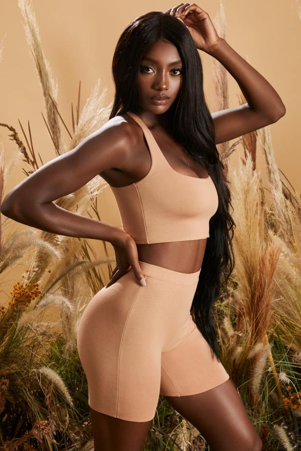 Oh Polly Fair and Square Square Neck Crop Top N80H695 Mocha